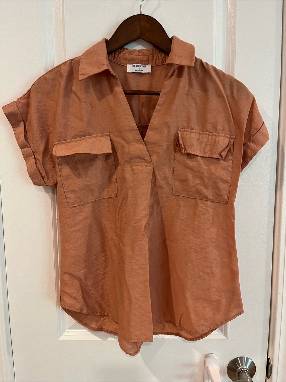 Workshop Republic Clothing Short Sleeve Utility Blouse - Terracotta